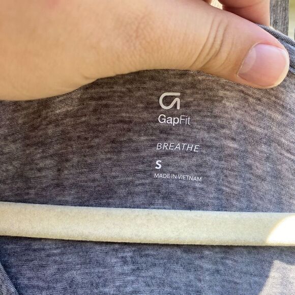 Gap Fit Breathe Gray Long Sleeve Asymmetrical Tie Top | S - Picture 2 of 3